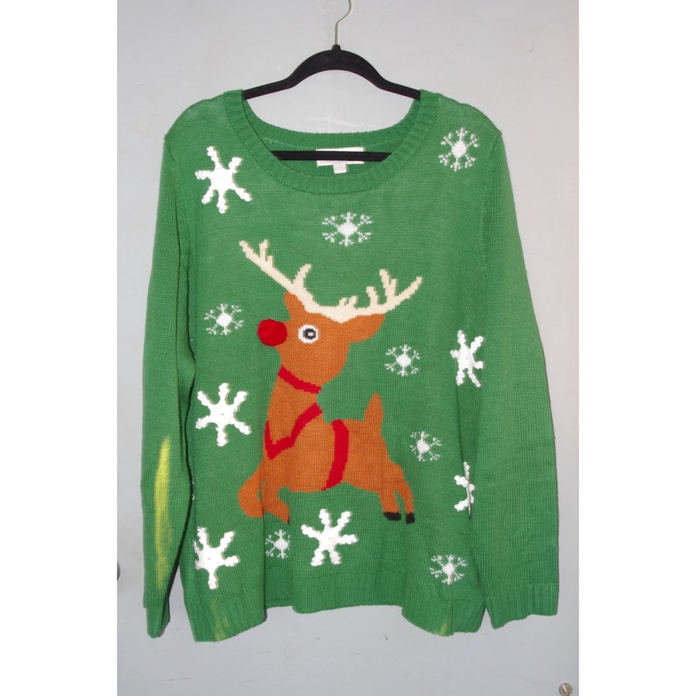 NWT Christmas Sweater Carolyn Taylor Rudolph Red-Nosed Reindeer 2x